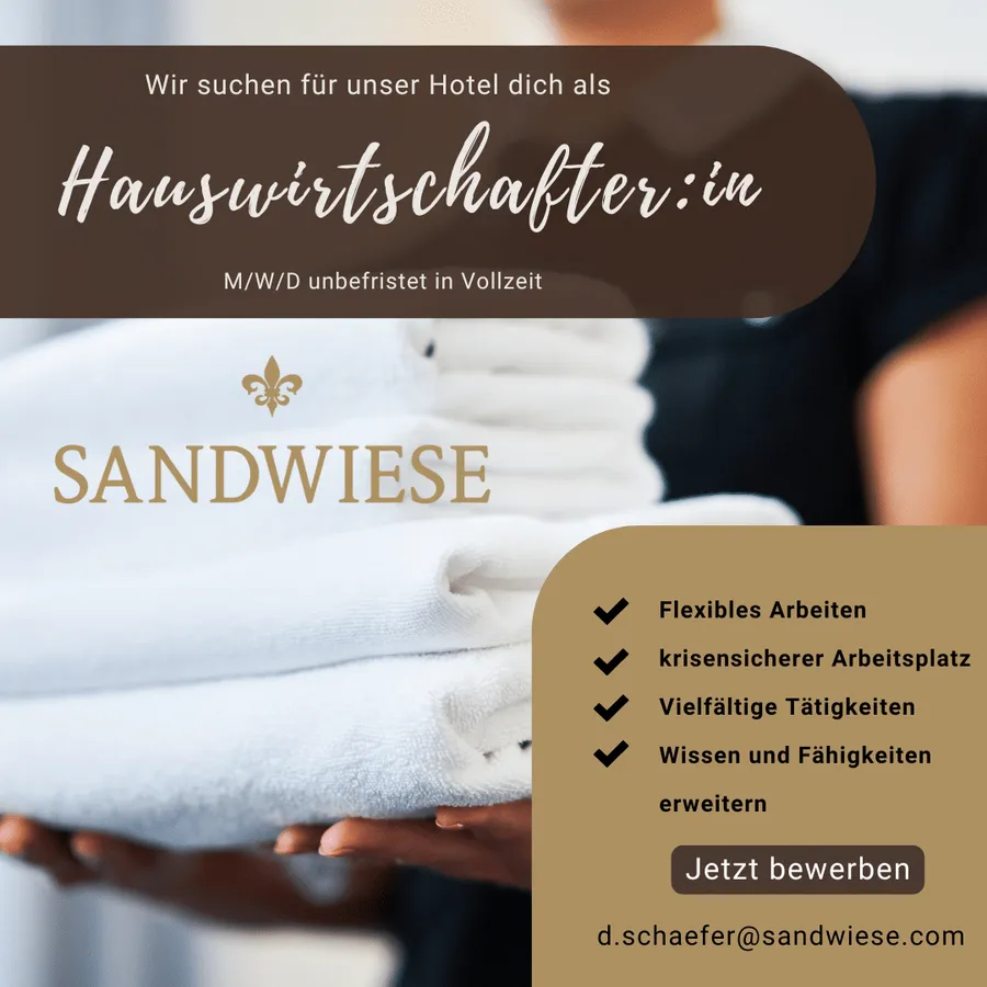 Weingut Sandwiese — Stellenanzeige Hauswirtschafter:in