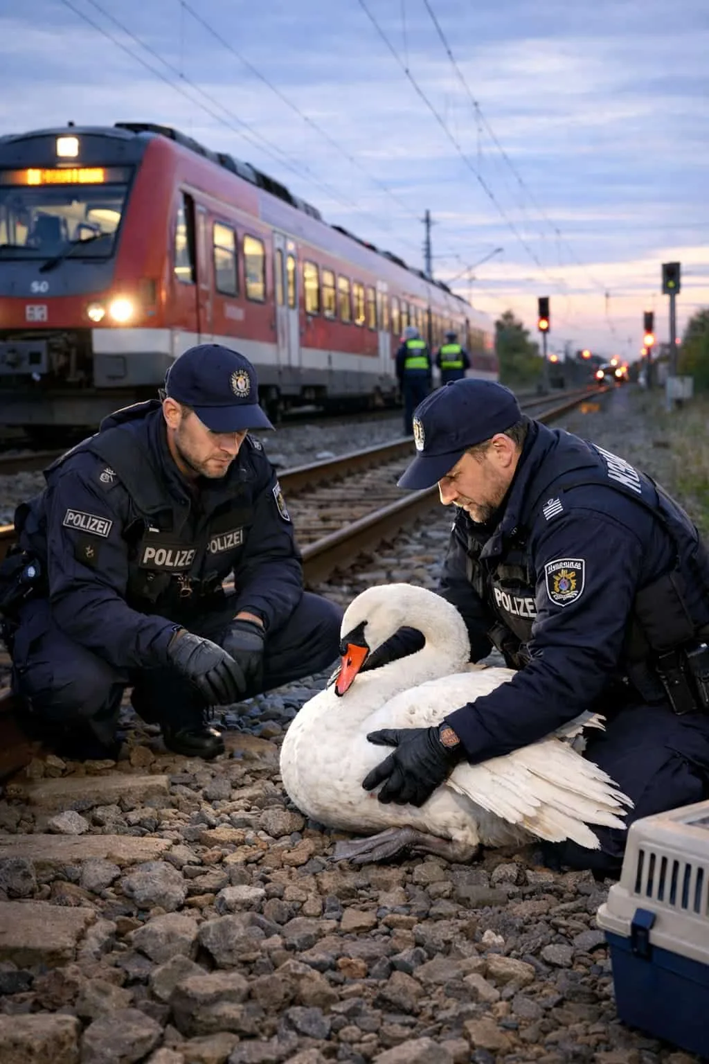 Rettung in letzter Sekunde: Verletzter Schwan stoppt kurzzeitig den Bahnverkehr