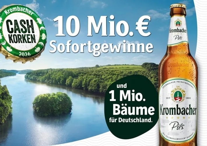 Krombacher startet Mega-Aktion: 10 Millionen Euro und 1 Million Bäume
