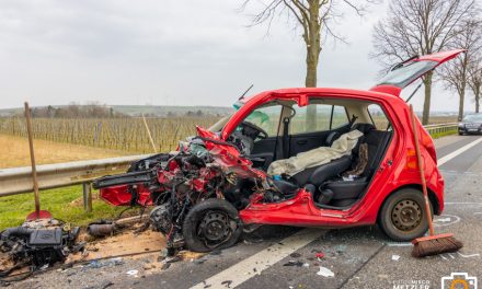 Verkehrsunfall mit tödlich verletzter Person auf B9 zwischen Mettenheim und Alsheim