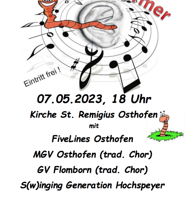 Konzert „Chorwürmer “ des MGV 1845 Osthofen am 7. Mai  2023