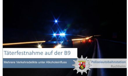 Polizeiautobahnstation Ruchheim – Täterfestnahme nach mehreren Verkehrsstraftaten unter Alkoholeinfluss
