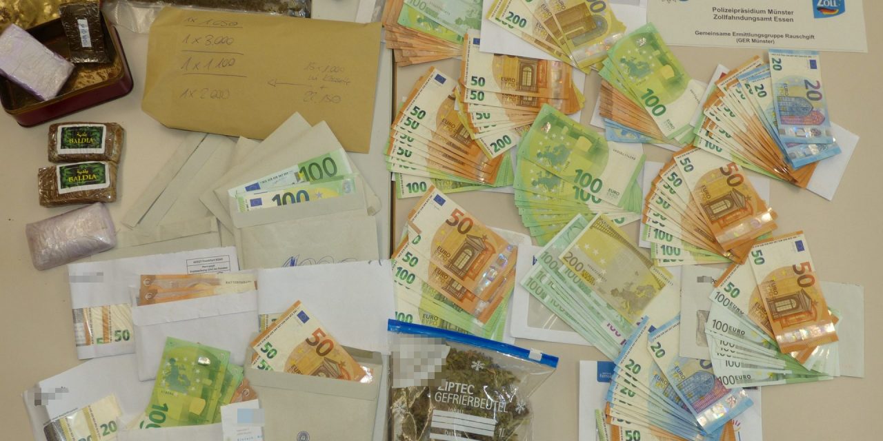 Nächster Zugriff der Gemeinsamen Ermittlungsgruppe Rauschgift in Münster – 33.000 Euro Bargeld und ein Kilogramm Cannabis beschlagnahmt