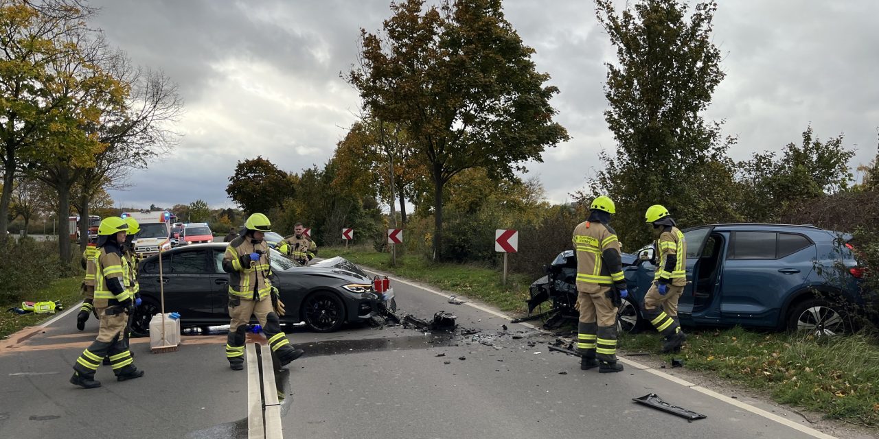 Frontalzusammenstoß am Fahrweg – Drei Verletzte bei Verkehrsunfall in Worms