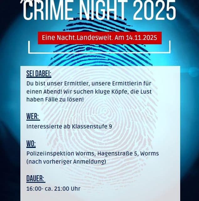 Crime Night 2025 – Werde selbst zum Ermittler, zur Ermittlerin und löse den Fall!