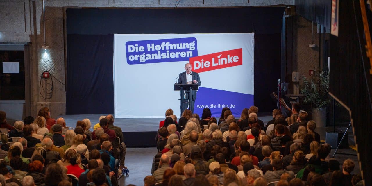 Gregor Gysi zu Gast bei Wahlkampfveranstaltung der Linken in Worms