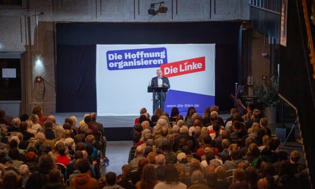 Gregor Gysi zu Gast bei Wahlkampfveranstaltung der Linken in Worms