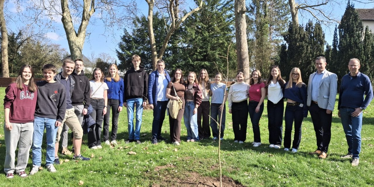 Zeichen für Erinnerung und Frieden: Abiturjahrgang pflanzt Ginkgo auf der Roseninsel