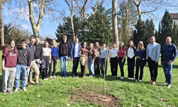 Zeichen für Erinnerung und Frieden: Abiturjahrgang pflanzt Ginkgo auf der Roseninsel