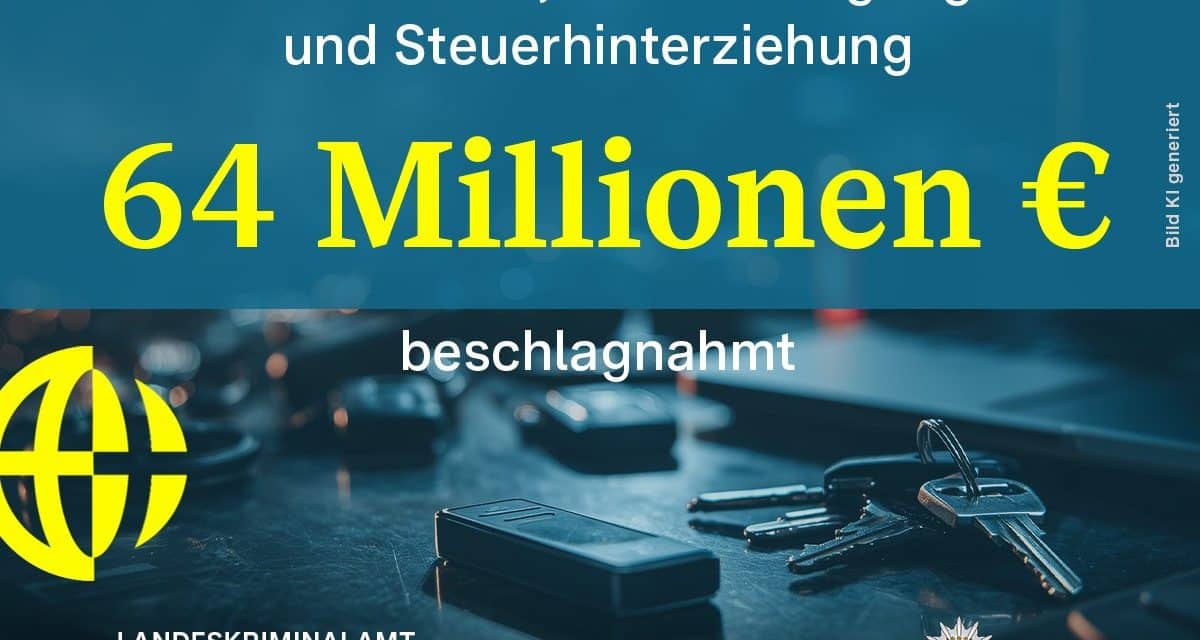 64 Millionen Euro in Kryptowährungen beschlagnahmt – Verdacht auf Geldwäsche und Steuerhinterziehung