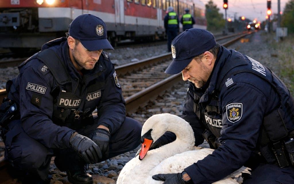 Rettung in letzter Sekunde: Verletzter Schwan stoppt kurzzeitig den Bahnverkehr