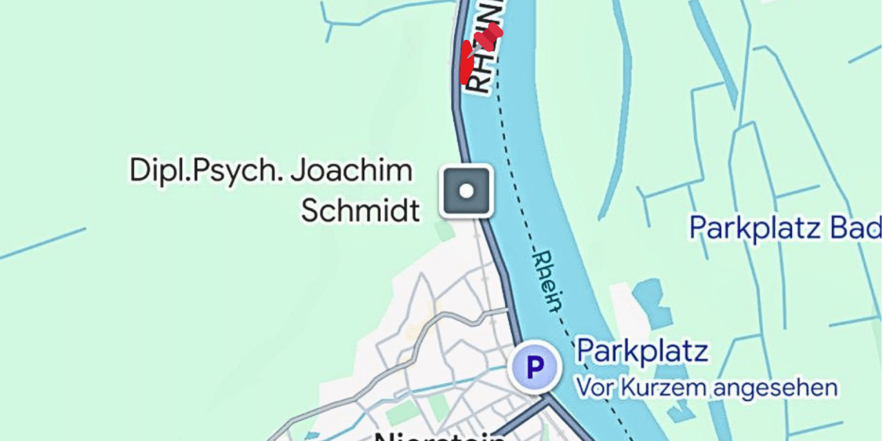 Vollsperrung: Rheinseitiger B9-Parkplatz nördlich Nierstein