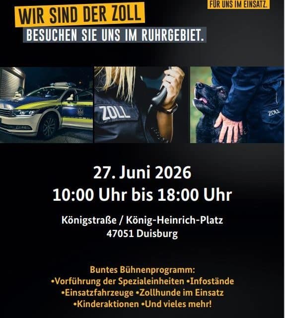 Infomeile, Einsatzshows und Karrierechancen: Zoll präsentiert sich in Duisburg