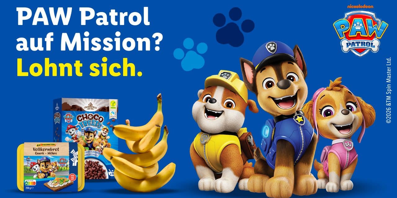 Lidl bringt PAW Patrol auf ausgewählte Produkte für Kinder