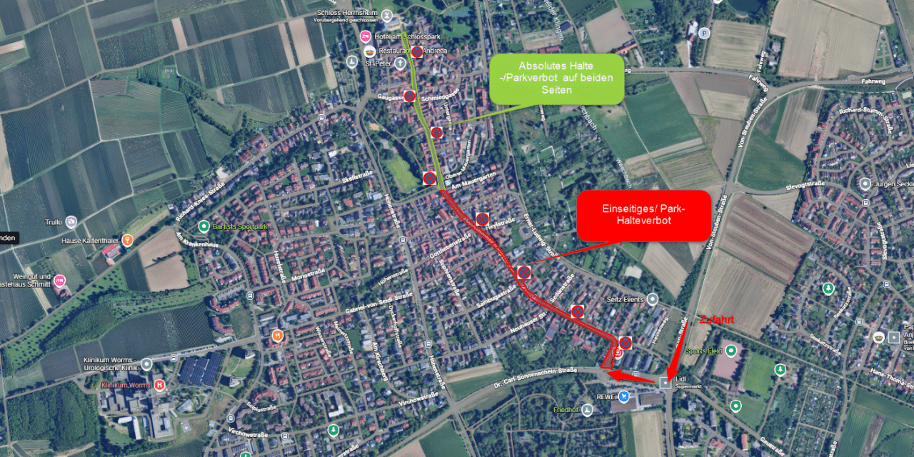 Pellet-Tanks für Schloss Herrnsheim: Halteverbote im Ortskern am 30. und 31. Juli